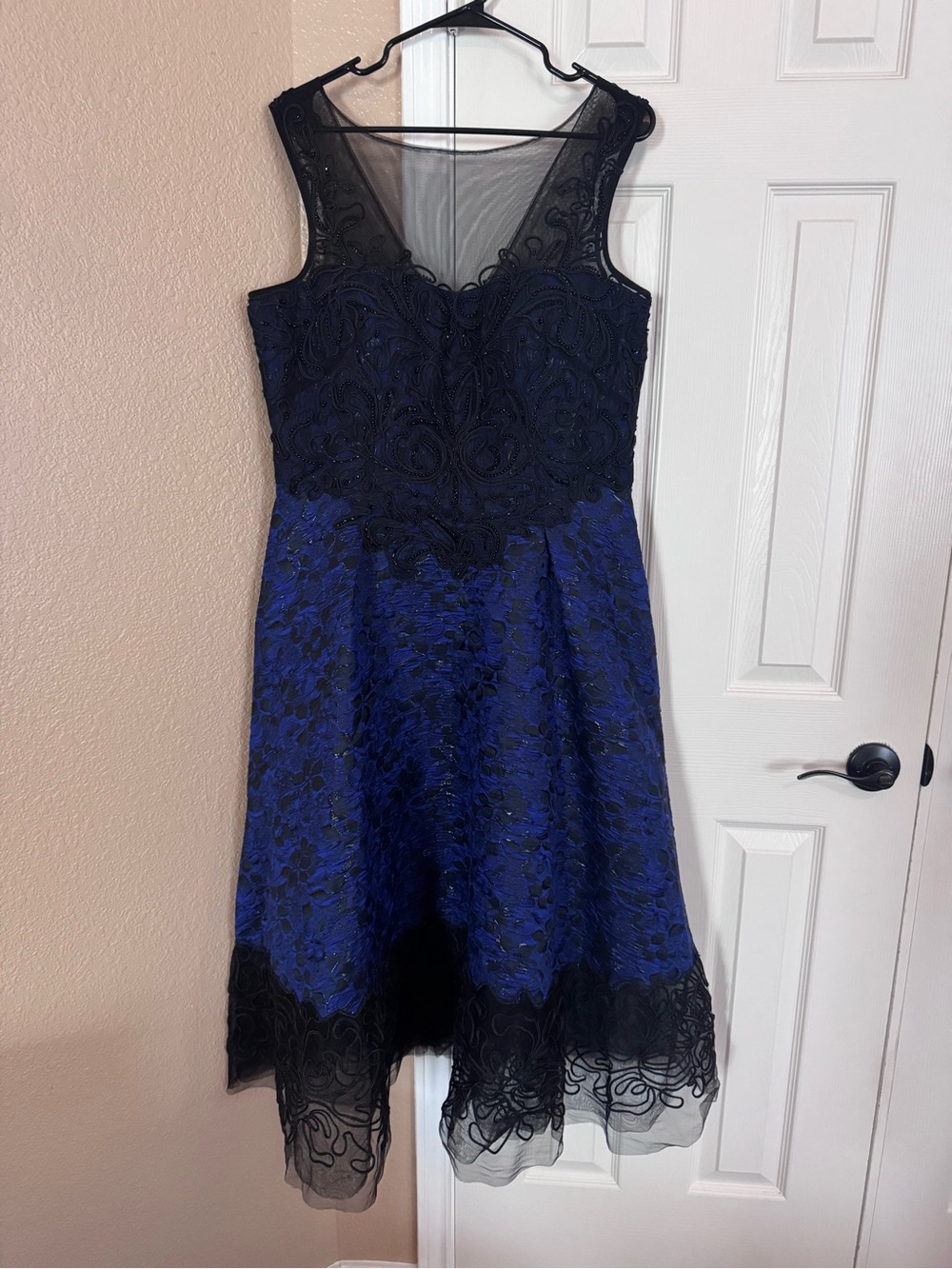Rickie Freeman for Teri Jon Size 16 Lace Fit-and-Flare Midi Dress